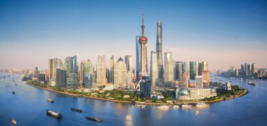Shanghai manzarası ile modern kentsel gökdelenler