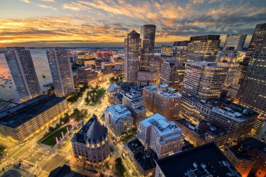 Boston 'un Massachusetts, ABD' deki hava manzarası.