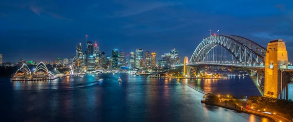 Sydney Günbatımında Sydney Avustralya Nın Harbour Köprüsü Sydney Silueti — Stok fotoğraf