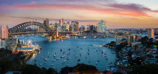 Sydney Imagen Del Paisaje Urbano Sídney Australia Con Harbour Bridge —  Fotos de Stock