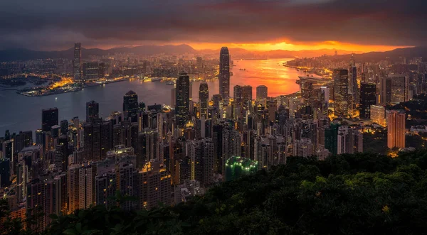 Victoria Peak Hong Kong Sunrise Hongkong City China — Stock fotografie