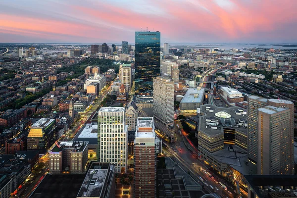 Cidade Noturna Boston Partir Topo Edifício Hotel Massachusetts Eua — Fotografia de Stock