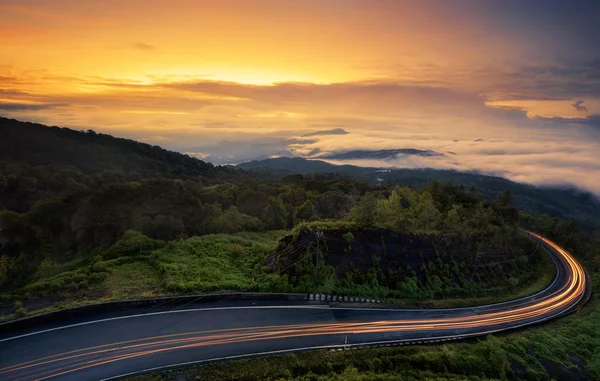 Sunrise on top of Inthanon mountain — Stock Photo, Image