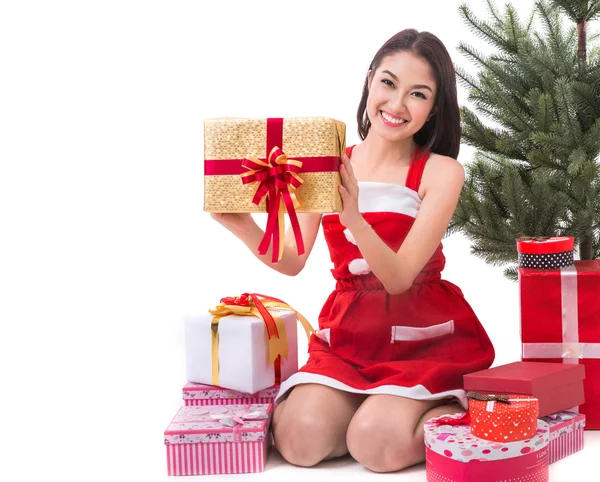 Belle asiatique femme porter Santa Clause costume — Photo