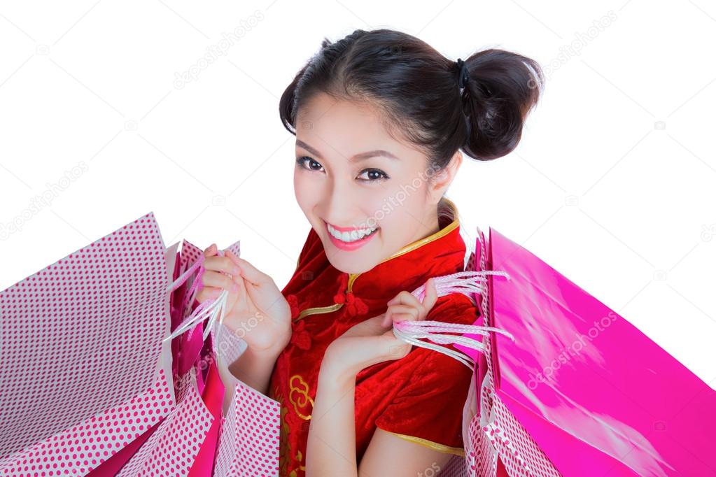 Beautiful Asia girl happy smile and shopping 