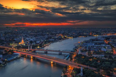Manzara panoramik Tapınağı şafak - Wat Arun