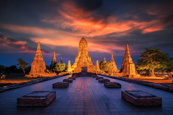 Vecchio tempio wat Chaiwatthanaram della provincia di Ayutthaya — Foto Stock