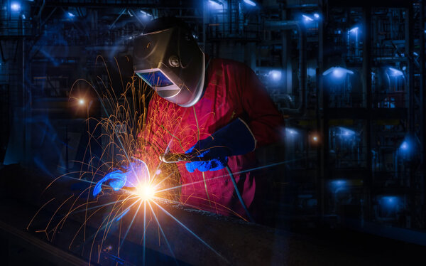 worker work hard with welding process 