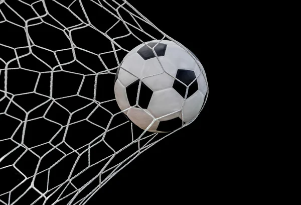 Soccer ball in goal — Stock Photo, Image