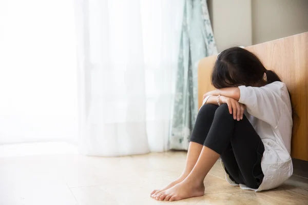 Sad child from this father and mother arguing — Stock Photo, Image