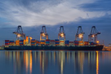 kap kargo nakliye gemisi yükleniyor vinç çalışma ile