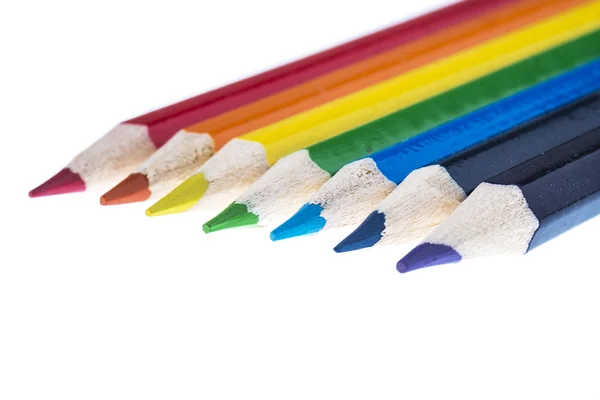 Ołówki Wyświetlono kolory tęczy — Zdjęcie stockowe