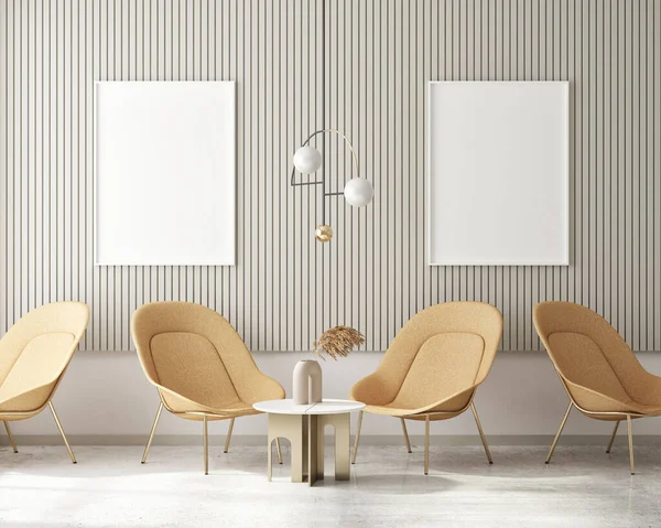 Mock Posterrahmen Modernen Interieur Hintergrund Wohnzimmer Art Deco Stil Render — Stockfoto