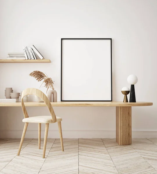 Model Poster Frame Moderne Interieur Achtergrond Woonkamer Minimalistische Stijl Render — Stockfoto