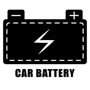 Araba için pil. Basit bir siyah güç kaynağı simgesi.
