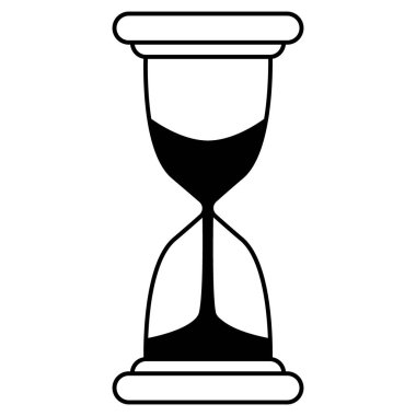 Kum saati hattı. Ahşap kenarlı yeni cam saat. Zamanı ölçen bir cihaz. Web siteleri, baskılar, oyunlar ve mobil uygulamalar için vektör illüstrasyonu.