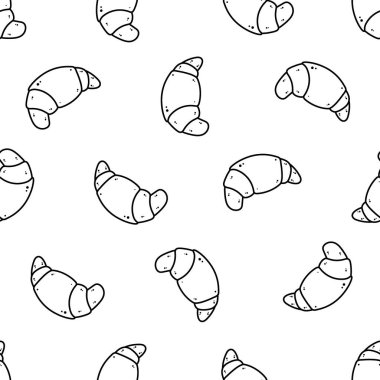 Kruvasan hattı kusursuz desen. Yemek tarifleri ve menüler için ağız sulandıran büyük bir kruvasan. Fırın ürünü.