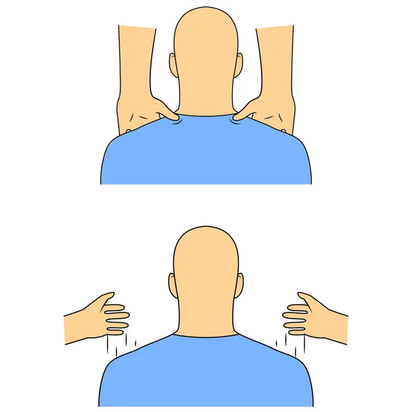 Masaje. Terapia Yumeiho. Instrucciones para realizar técnicas de masaje — Vector de stock