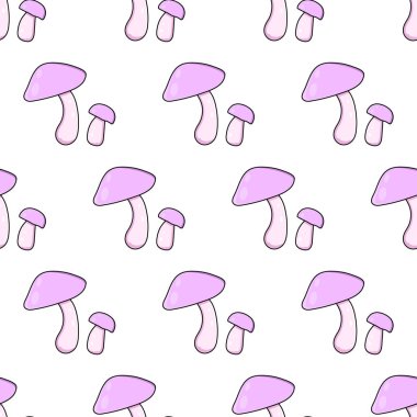 Mantar. Güzel sonbahar ormanı büyük çizgi film mantarı pembe.