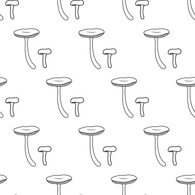 Mantar izi. Güzel sonbahar ormanı, büyük çizgi film mantarı..