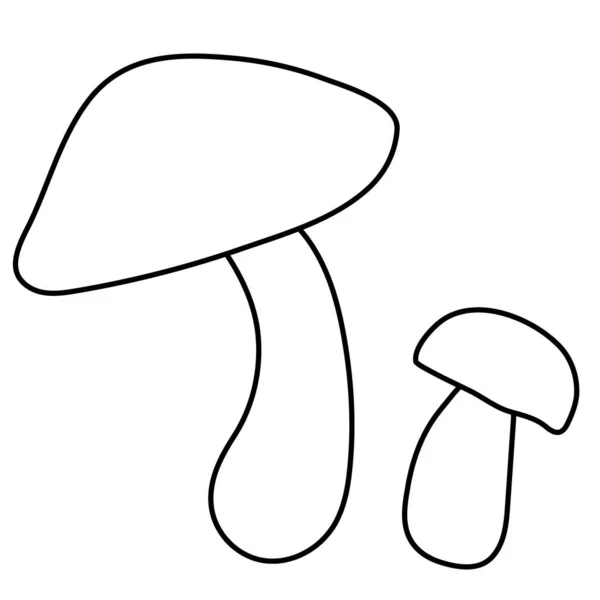Linea di funghi. Bella foresta autunnale grande fungo cartone animato. — Vettoriale Stock