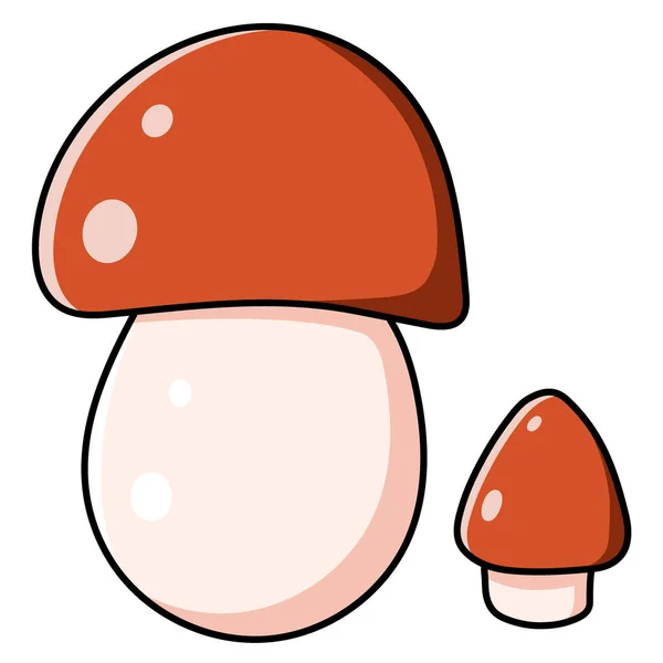 Krásný podzim les velké kreslené houby hnědé. — Stockový vektor