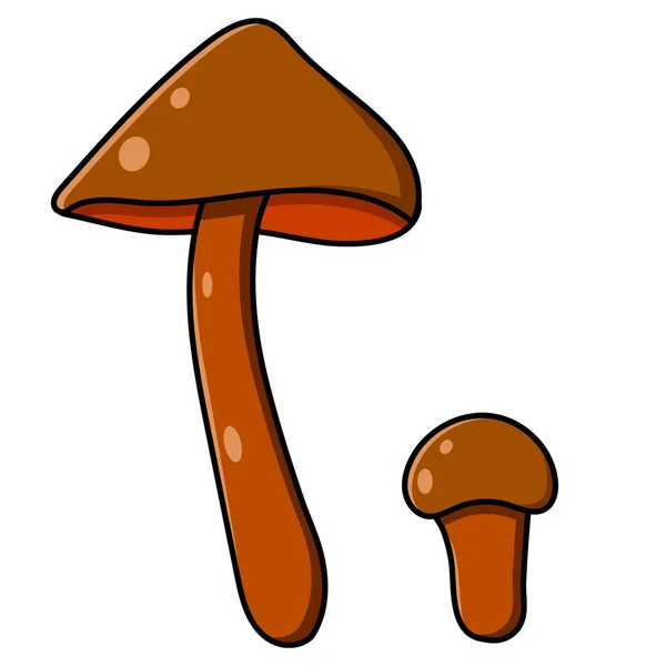 Krásný podzim les velké kreslené houby hnědé. — Stockový vektor
