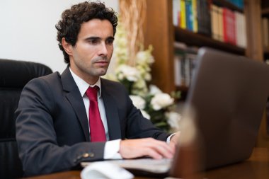 bilgisayar kullanarak iş adamı