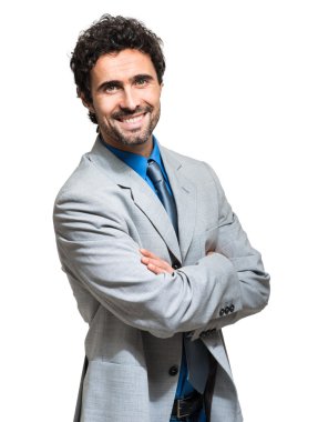 beyaz üzerine yakışıklı işadamı