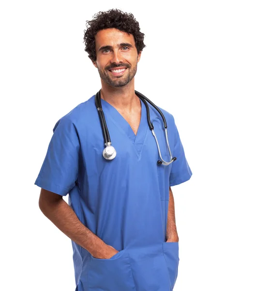 Handsome doctor smiling — Stock Photo, Image