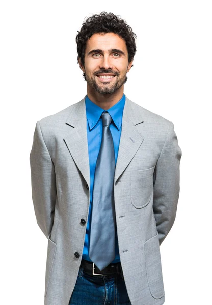 Sonriente hombre de negocios en blanco — Foto de Stock