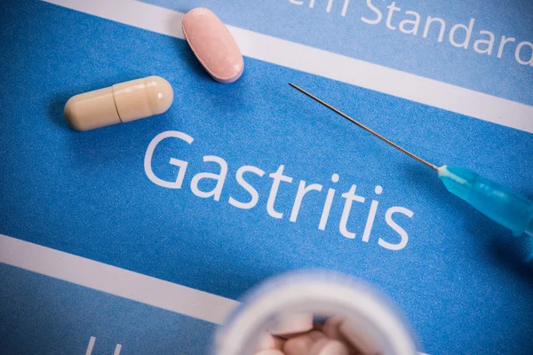 Documentos e medicamentos relacionados com gastrite — Fotografia de Stock