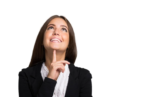 Smiling woman looking up — Stock Photo, Image