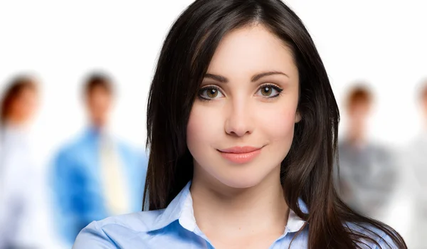 Líder femenina frente a su equipo — Foto de Stock