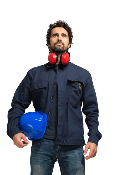 Industrial worker  on white — Stock Photo, Image