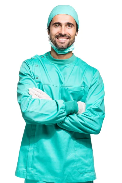 Chirurgien masculin sur blanc — Photo