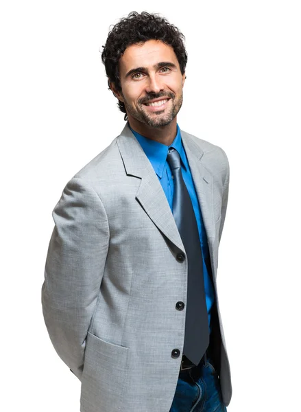 Hombre de negocios guapo aislado en blanco — Foto de Stock