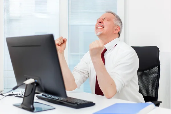 Successful businessman with laptop — Stock Photo, Image