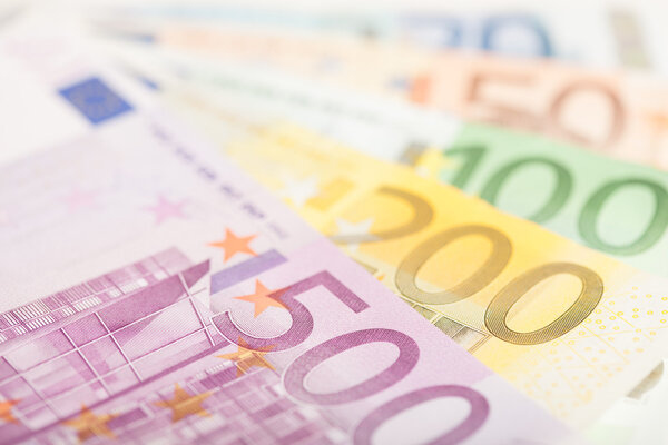 Close up of Euro banknotes 