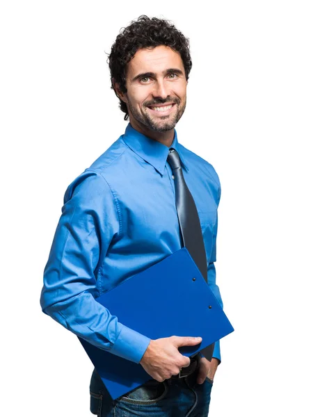 Handsome manager with clipboard — Stock Photo, Image