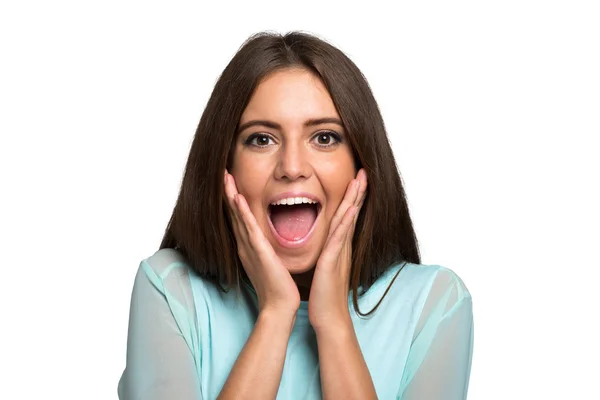 Happy and surprised woman — Stock Photo, Image