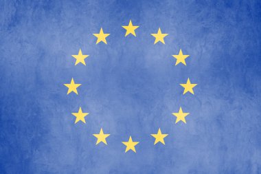 European union flag on concrete wall clipart