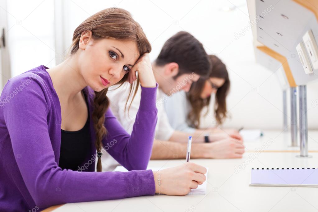 students studying in library