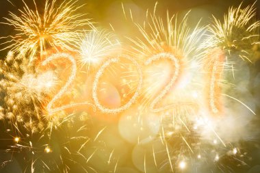 2021 yılbaşı havai fişek arka planı, mutlu tatiller ve yeni yıl konsepti