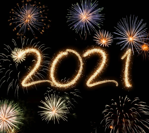 2021 Año Nuevo Fuegos Artificiales Fondo Colorido — Foto de Stock