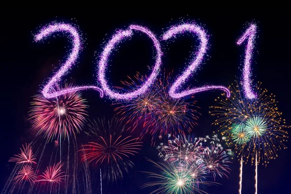 2021 New Year Fireworks Colorful Background — Stock Photo, Image