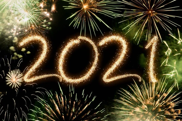 2021 Πυροτεχνήματα Νέο Έτος Πολύχρωμο Φόντο — Φωτογραφία Αρχείου