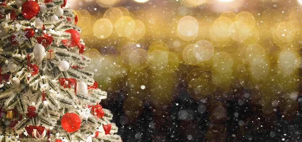 Árvore Natal Sobre Fundo Com Flocos Neve Feliz Natal Conceito — Fotografia de Stock