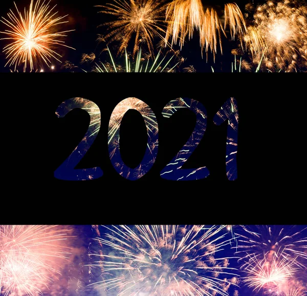 2021 New Year fireworks background, happy holidays and new year concept