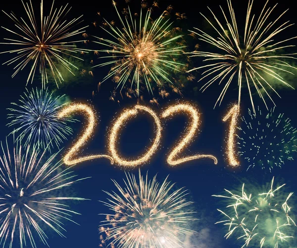 2021 Nieuwjaar Vuurwerk Achtergrond Fijne Feestdagen Nieuwjaar Concept — Stockfoto